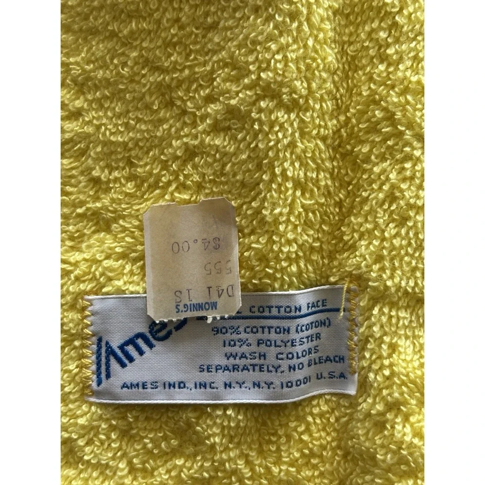 Vtg Frog Hand Towel LOT of 2 Fingertip Size Embroidered Yellow Ames Martex